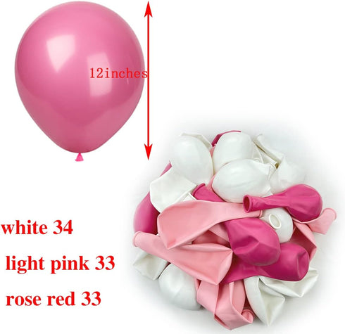 KADBANER White light pink rose red Balloons,100 Pack 12 Inch Latex Balloons...