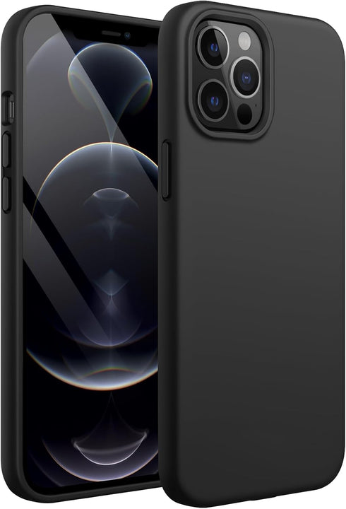 JETech Silicone Case for iPhone 12 Pro Max 6.7-Inch, Silky-Soft Touch Full-Body Protective Phone Case, Shockproof Cover with Microfiber Lining (Bl...