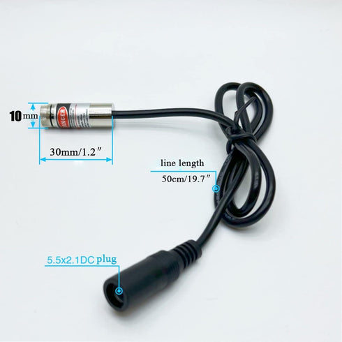 650nm red line laser module industrial laser module adjustable focus line length 19.7? DC plug diameter 10mm (10mm-line-1pack)...