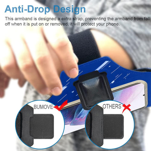 Running Armband with Headset Bag for Samsung Galaxy S25, S24, S23,S22,Zipper Slot Car Key Holder, Workouts Sports Phone Arm Band (Blue)...