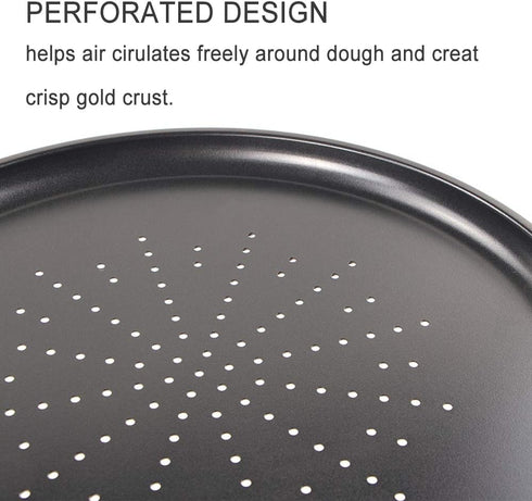 Webake Vented Pizza Pan 12 Inch with Holes Pizza Crisper Tray Non-stick Coating on Carbon Steel Round Pizza Plate for Oven, Perforated Baking Shee...