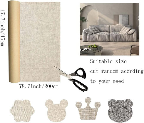 Linen Fabric Patches Tape Self Adhesive 17.7x78.7 inch, Durable Fabric Couch Repair Kits for Upholstery, Furniture, Sofa, Car Seats, Office Chair,...