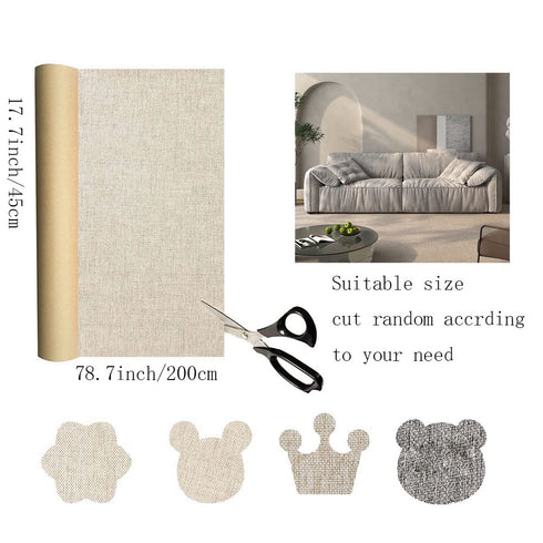 Self Adhesive Linen Fabric Patches Tape 17.7x78.7 inch, Durable Fabric Couch Repair Kits for Upholstery, Furniture, Sofa, Car Seats, Office Chair,...