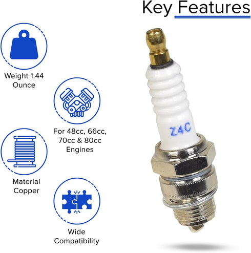AlveyTech Z4C Spark Plug for 80cc 2-Stroke Bicycle Engine Kits...