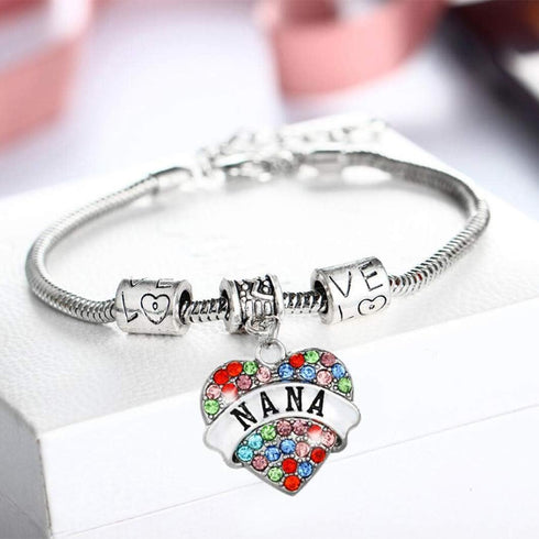Beautiful Crystal Love Heart Pendant Bracelet Necklace Gift For Nana Best Thanks Blessing Nana Birthday Party Gifts...