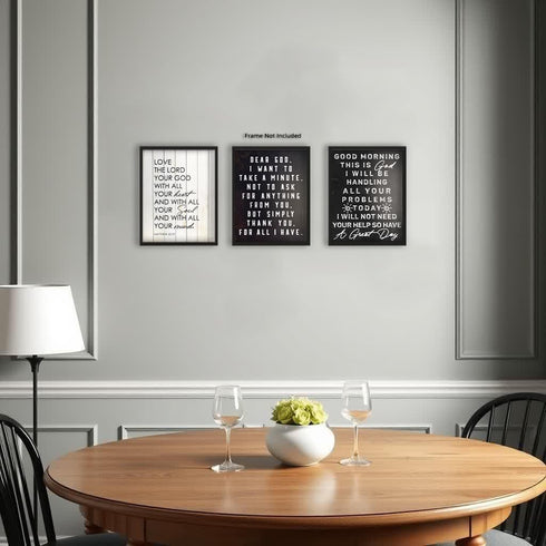 Posterizer 3 pcs-Religious Rustic Art with Inspiring Quotes-Religious Posters-Gifts for Christians-Decor for Church, Sunday School Classroom- unfr...