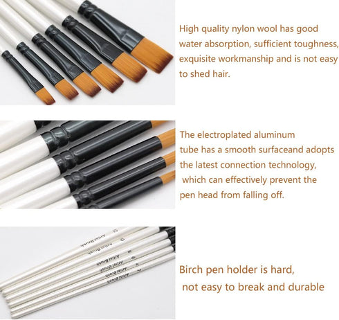 Brush Set, 4 Packs of 24 Nylon Brushes, Suitable for Professional Sets of Multi-Purpose Oil Painting Watercolor Artists, Miniature Details and Roc...