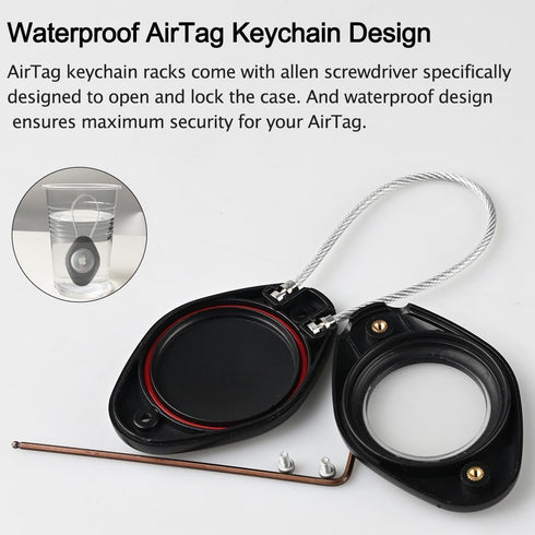 Compatible with Apple AirTag Holder with Wire Cable, Waterproof Air Tag Lock Case Keychain Secure Holder for Key Keyring Backpacks Luggage Pet, Bl...