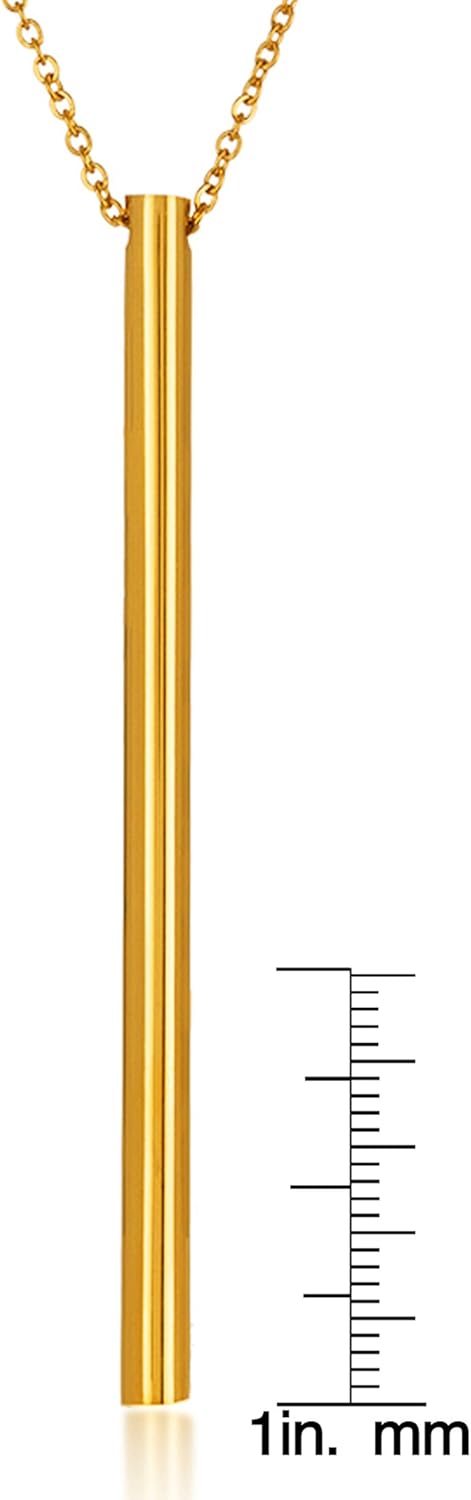 | ELYA Gold Plated Polished Bar Stainless Steel Pendant Necklace...
