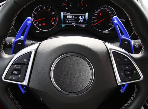 iJDMTOY Blue CNC Billet Aluminum Large Paddle Extensions Compatible with Chevy 2014-2019 C7 Corvette, 2016-up Gen6 Camaro...