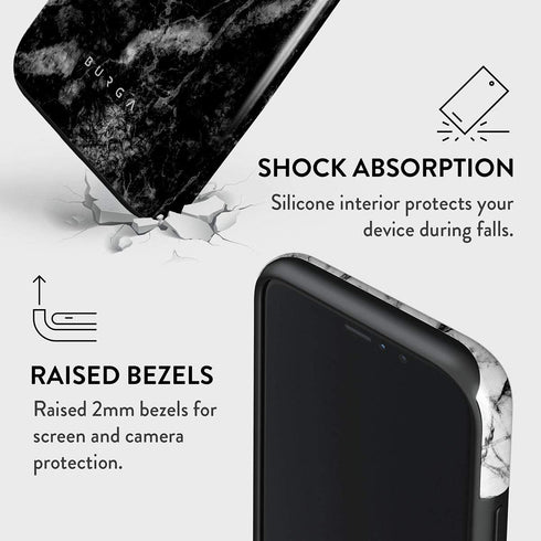 BURGA Phone Case Compatible with iPhone 11 PRO - Hybrid 2-Layer Hard Shell + Silicone Protective Case -Fatal Contradiction Black and White Marble ...