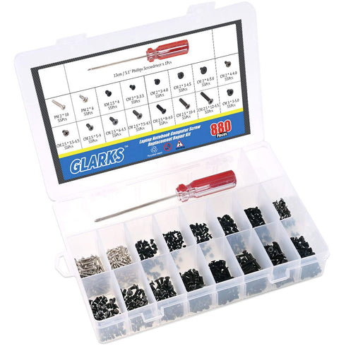 Glarks 880pcs Laptop Notebook Computer Screw Replacement Repair Kit for Lenovo Dell Toshiba Sony Samsung HP Gateway (Extra: Phillips Screwdriver)....