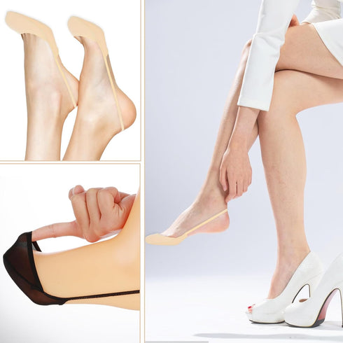 6 Pairs Ultra Low Cut Liner Socks Women Ball of Foot Cushion Socks Women No Show Toe Topper Socks with Invisible Sling Back Padded Half Socks Sock...
