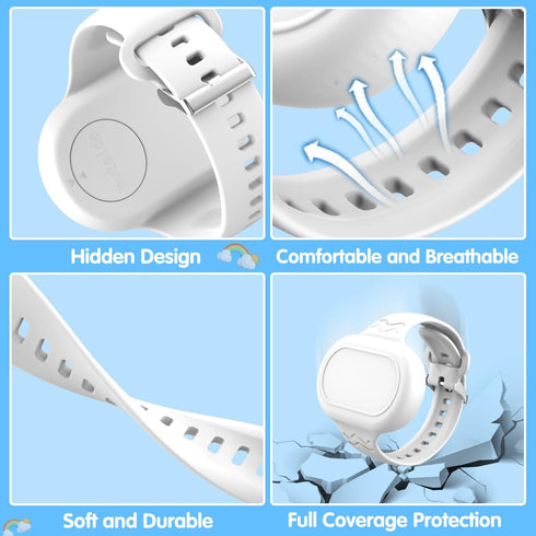 2 Pack Smart Tag 2 Bracelet Waterproof, Full Cover Silicone Wristband Compatible with Samsung Galaxy SmartTag2, SmartTag 2 Watch Band Hidden Holde...