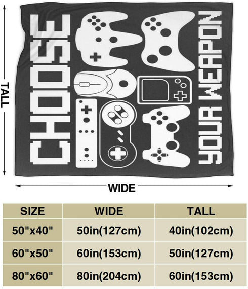 Your Weapon Gamer Gaming Gifts Blankets Ultra Soft Flannel Throw Blankets for Living Room Decor Bedroom Couch Sofa Chair Office Car 50"x40"...