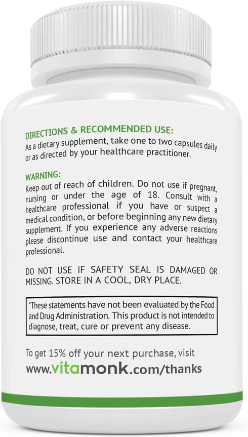 VitaMonk Resveratrol with Pterostilbene 600mg/60mg - No Artificial Fillers Healthy Aging and Longevity Supplement - 60 Capsules - Precise Formula ...