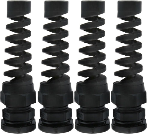 Lovelysp Plastic Flex Spiral Strain Relief Protector IP68 Waterproof M18 PG11 Plastic Cable Gland Connector for 5-10mm Thread -4PCS...