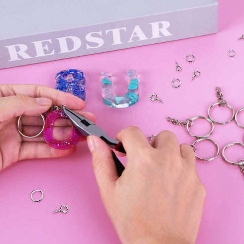 Keychain Rings for Crafts, Flasoo 360Pcs Keychains for Resin Include Key Rings with Chain, Jump Rings, Screw Eye Pins for DIY Keychain Making...