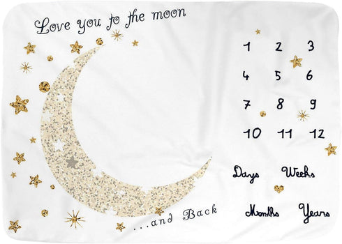 Baby Monthly Milestone Blanket for Boy and Girl,Monthly Blanket for Baby Pictures,Baby Photo Blanket for Newborn (Golden Moon, 40" x 60")...