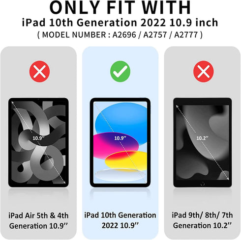iPad 10th Generation Case, Auto Wake&Sleep iPad Cover 10th Generation Case, Slim Trifold Stand TPU Back Shell Case for iPad 10th Gen 10.9 inch, Li...
