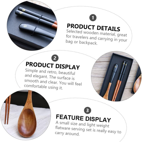 1 set Chinese Portable Friendly Party Lunch Chopsticks Picnic Cutlery and Dinner Home Wooden Style Table Pouch Tableware Reusable Case Flatware Di...