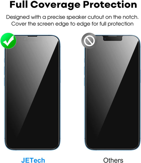 JETech Full Coverage Screen Protector for iPhone 13/13 Pro 6.1-Inch, Tempered Glass Film with Easy Installation Tool, Case-Friendly, HD Clear, 3-P...