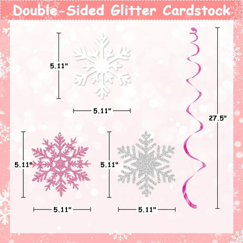 K KUMEED 20 Pcs Snowflake Swirls Decoration, Christmas Snowflake Hanging Swirls Frozen Party Ceiling Decorations for Winter Wonderland Birthday Pa...