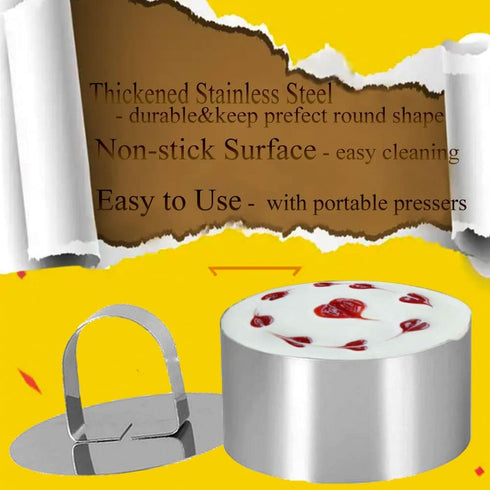 Cake Rings Mold Stainless Steel Round Ring Molds, 4 Inch Food Rings Dessert Mousse Molds Cooking Rings with Pushers for Pastry Baking (6 Rings and...