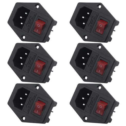 Antrader 6pcs Inlet Module Plug Male Power Socket with 5A Fuse Switch 10A 250V 3 Pin IEC320 C14......