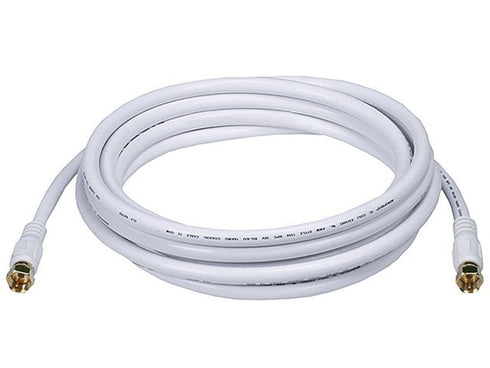 Monoprice Coaxial Cable with F Type Connector - RG6, Quad Shield, CL2, 10 Feet, White...