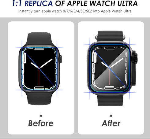 Ultra Look - Fullife 2 in 1 Compatible with Apple Watch Case Series 9 45mm Waterproof Screen Protector, Front & Back Full Protective Bumper Face C...
