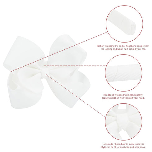 MEEDEE Fashion Cute White Bow Headband for Girls Toddlers 3 Year Old, Little Girl Grosgrain Headband for Casual Wear Party Dress Decoration...