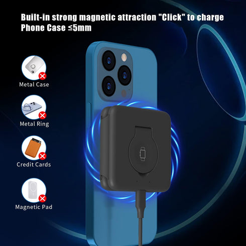 Wireless Charger 3 in 1,Wireless Foldable Charging Station,Magnetic Fast Wireless Charging Pad Compatible with iPhone 15/14/13/12 Pro Max,Apple Wa...
