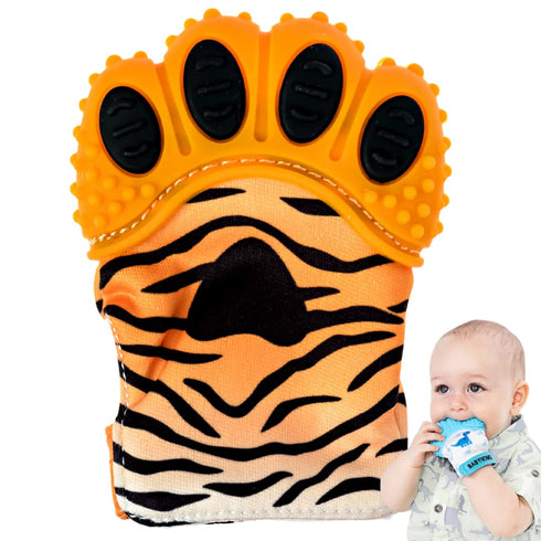 ® Teething Mitten | Orange Tiger Teething Paw...