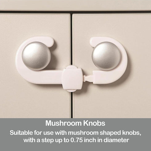 Dreambaby Secure -A-Lock - Child Proof Sliding Safety Locks - Suitable for Mushroom Knobs & D-Shaped Cabinet Door Handles - White - Model ?L712...