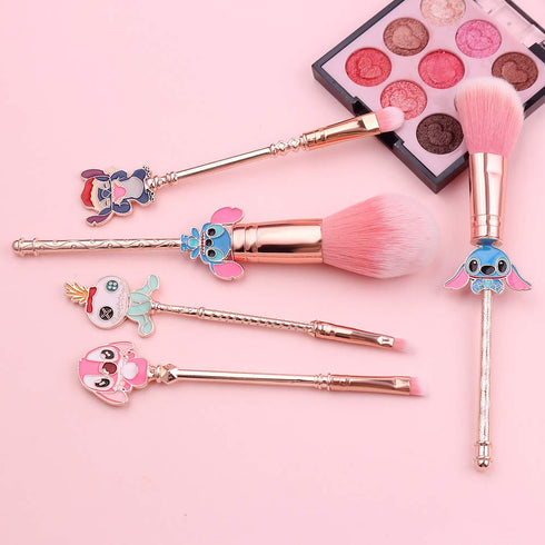 5Pcs Stitch Theme Cosmetic Brushes Set, Interstellar Baby Makeup Brushes, Premium Synthetic Foundation Eyeshades Brush Set Best Gift...