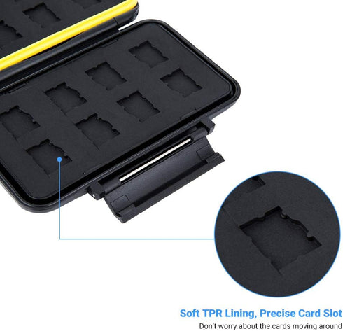 16 Slots Micro SD Card Holder, Micro SD Card Case Micro SD Micro SDHC Micro SDXC Card Storage Micro SD Card Organizer with Carabiner, Water-Resist...