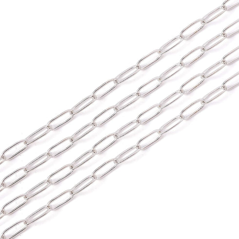 Craftdady 16.4 Feet Silver Paperclip Link Chain Brass Soldered Oval Cable Cross Chain 6x2.6mm with Spool for Jewelry Pendant Necklace Bracelet Mak...