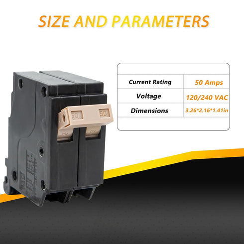 250 2-Pole 20-Amp Circuit Breaker, 3/4-Inch Plug-On Molded Case Circuit Breaker, Thermal Magnetic Protection, 20 Amp 10 KAIC, 120/240V...