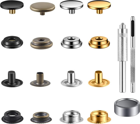 400Pieces (100 Sets) Leather Snap Fastener Kit Tool 5/8inches (15mm) Snap Button kit Snaps for Leather Anti-Rust Fasteners for Bag, Jeans, Clothes...