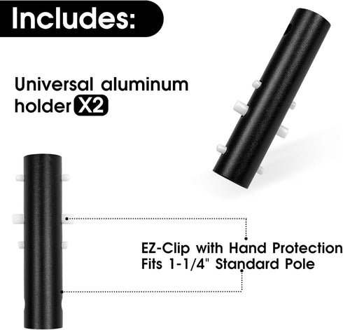 Pool Net Handle, Aluminum Adapter with EZ Clip for Pool Attachments and Standard Pool Poles, Easy Connection (2 Pack)...
