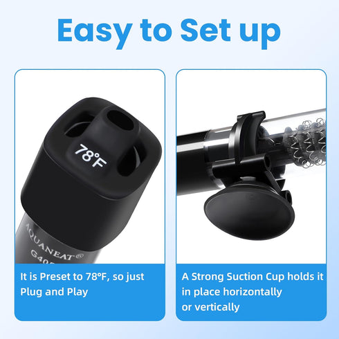 AQUANEAT Aquarium Heater, 25W Small Betta Fish Tank Heater, Mini Preset Water Thermostat with a Thermometer...