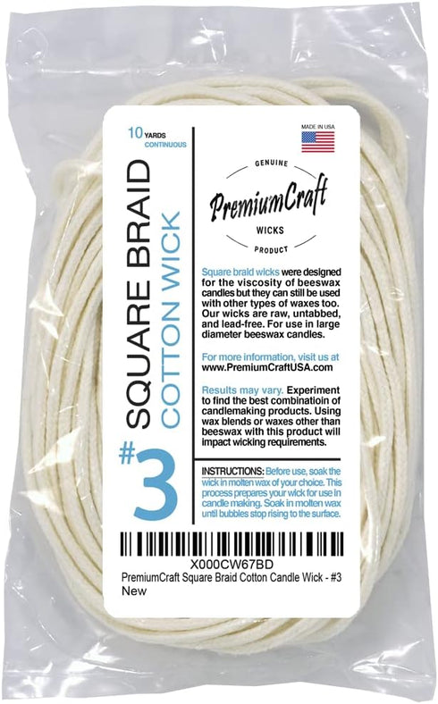 Square Braid Cotton Candle Wick - #3...