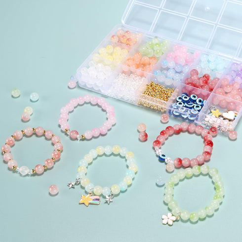 New Glass Beads Bracelet Making Kit Women Adult?Two-Color Transparent Gradient Glass BeadsJewelry Making Kit Gift...