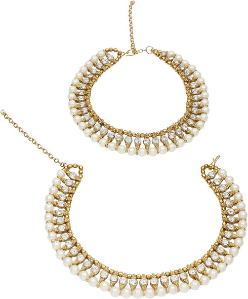 Efulgenz Indian Anklets for Women Crystal Anklet for Women Indian Pearl Anklet Indian Gold Anklet Indian Payal Anklet Indian Gold Ankle Bracelets ...
