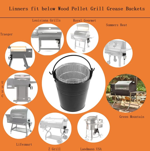 Grease Bucket Liners Replacment Traeger, Z Grill, Green Mountain Pellet Wood Smoker (15, Liners)...