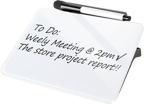 Desktop Small Dry Erase White Board, 8"×6" Glass Desk Whiteboard with Stand for Taking Notes, Home Office Tabletop Reminder Mini Notice Board for ...