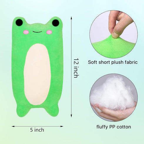 Cute Long Frog Plush Toy, 12Inch Adorable Green Frog Stuffed Animal with Butt, Frog Boby Pillow Kawaii Big Squishy Frog Plushies Hugging Throw Pil...