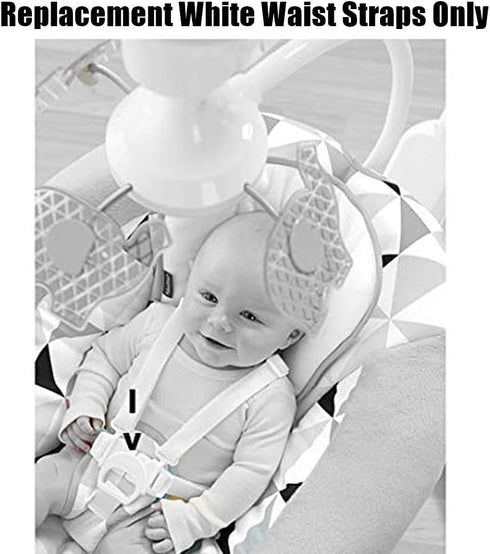 Replacement Parts for Baby Swing - Fisher-Price Revolve Baby Swing FBL70 ~ Set of 2 White Replacement Waist Strap with Male Part of Buckle...
