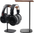 Headphone Stand, Walnut Wood Headset Stand, Support Dual Headphones Suspension & Aluminum Alloy Support Rod Hanger, Dual Headphones Stand,Headset ...